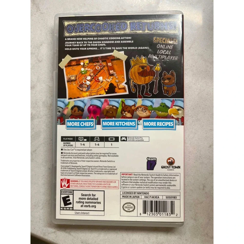 Overcooked! 2 Nintendo Switch Game Team17 Physical Cartridge HAC P AKXEA E Rated
